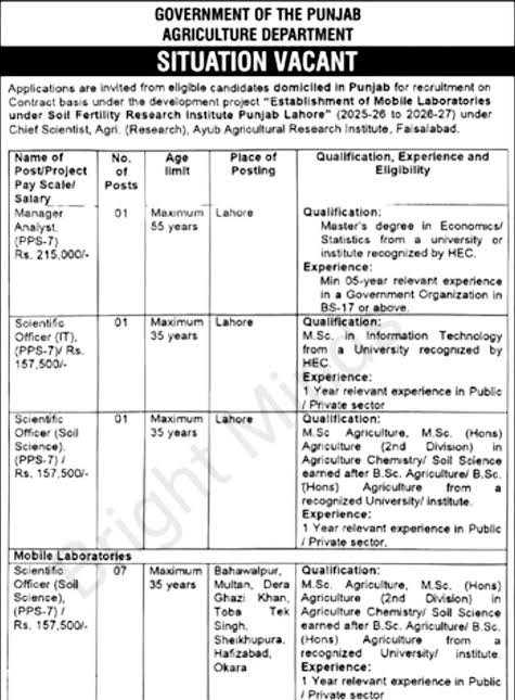 Agriculture Department KPK Jobs 2026 – Field Assistant Jobs